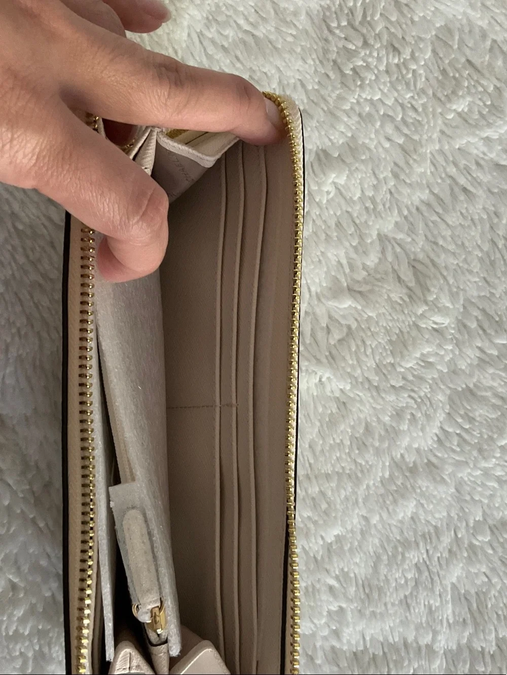 Michael Kors Pale Cream Zip-Around Saffiano Continental Wallet